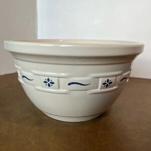 Longaberger Ivory Ceramic Bowl with Navy Accents